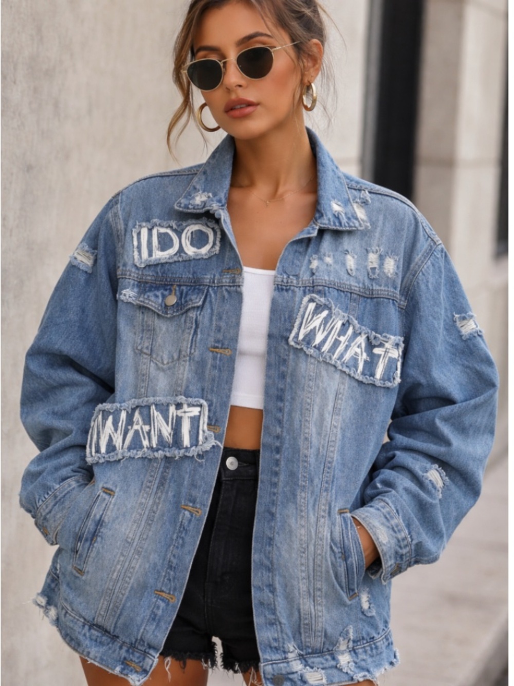 Hot and Delicious Distressed Denim Jacket M